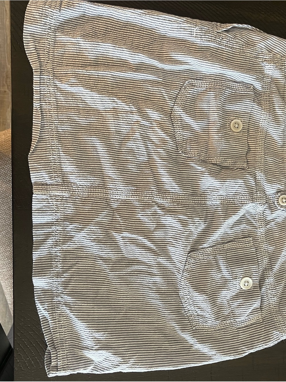 LOFT Men's Striped Button-Down Shirt in White and Gray